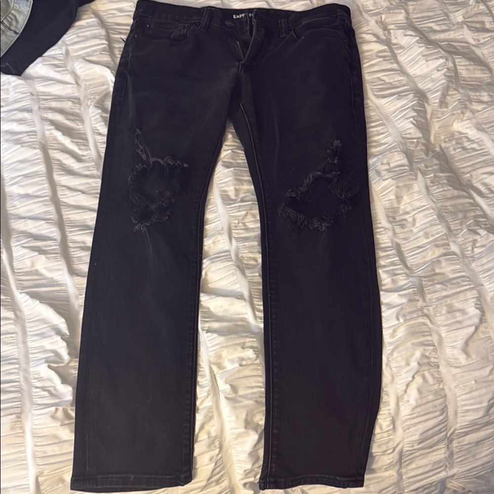 Express Black Distressed Jeans Mens 30x30 skinny
